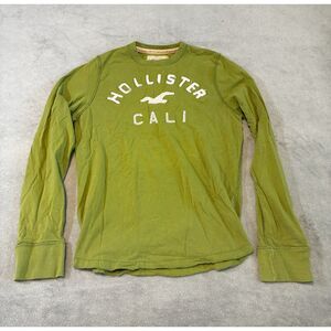 Y2K Hollister Long Sleeve T-Shirt Men’s Medium Olive Green Cali Logo Surf Skater